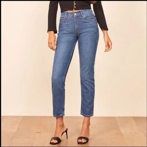 Reformation Women's Julia Crop Cigarette High Rise Jeans in Blue